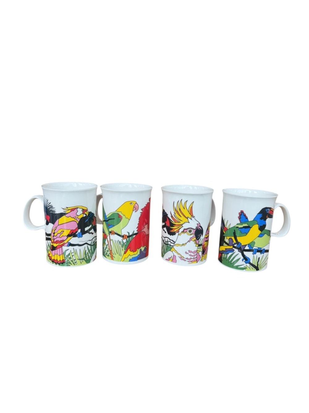 Vintage Dunoon Samoa Mug by Jack Dadd Tropical Birds Fine Bone China 4 cups